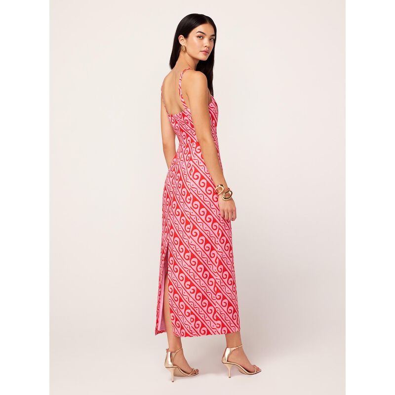 KITRI Ursula Pink Wave Print Midi Dress image number 1
